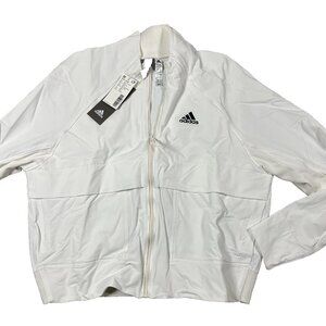 Adidas Womens Small White Full Zip Raglan Sleeve Crop Athletic Track Jacket NWT